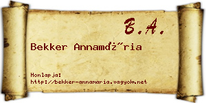 Bekker Annamária névjegykártya