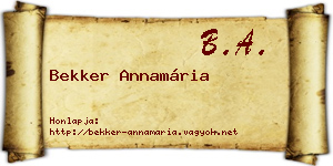 Bekker Annamária névjegykártya